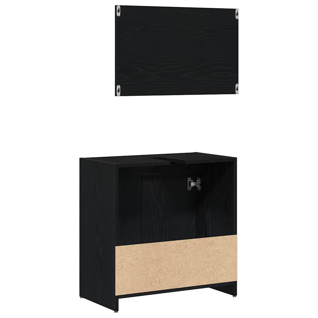 Badkamer Kast Zwart Eiken 60 x 33 x 60 cm Bewerkt hout is nu te koop bij PeponiXL, paradijselijk wonen!