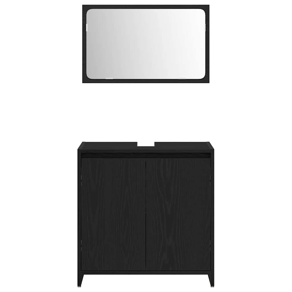 Badkamer Kast Zwart Eiken 60 x 33 x 60 cm Bewerkt hout is nu te koop bij PeponiXL, paradijselijk wonen!
