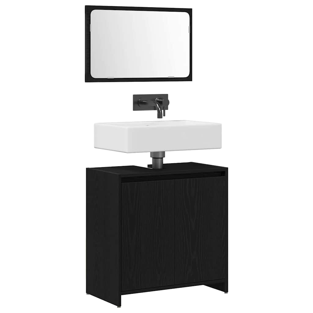 Badkamer Kast Zwart Eiken 60 x 33 x 60 cm Bewerkt hout is nu te koop bij PeponiXL, paradijselijk wonen!