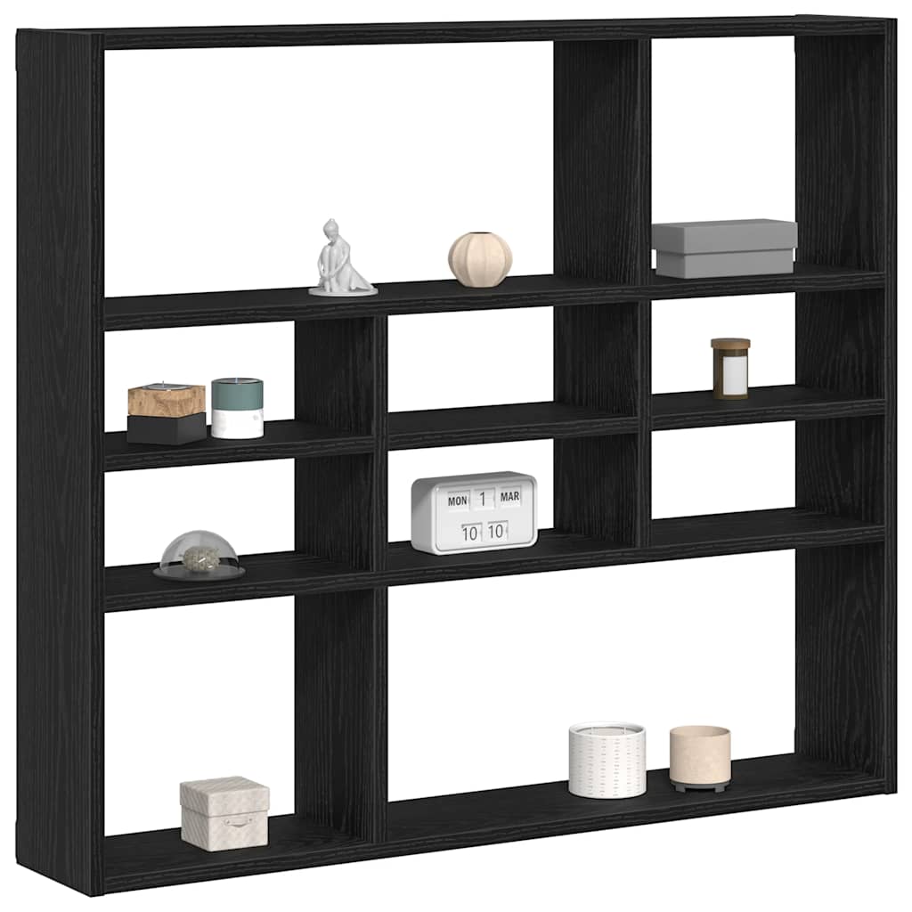 Wandschap 90x16x78 cm bewerkt hout zwart eikenkleur is nu te koop bij PeponiXL, paradijselijk wonen!