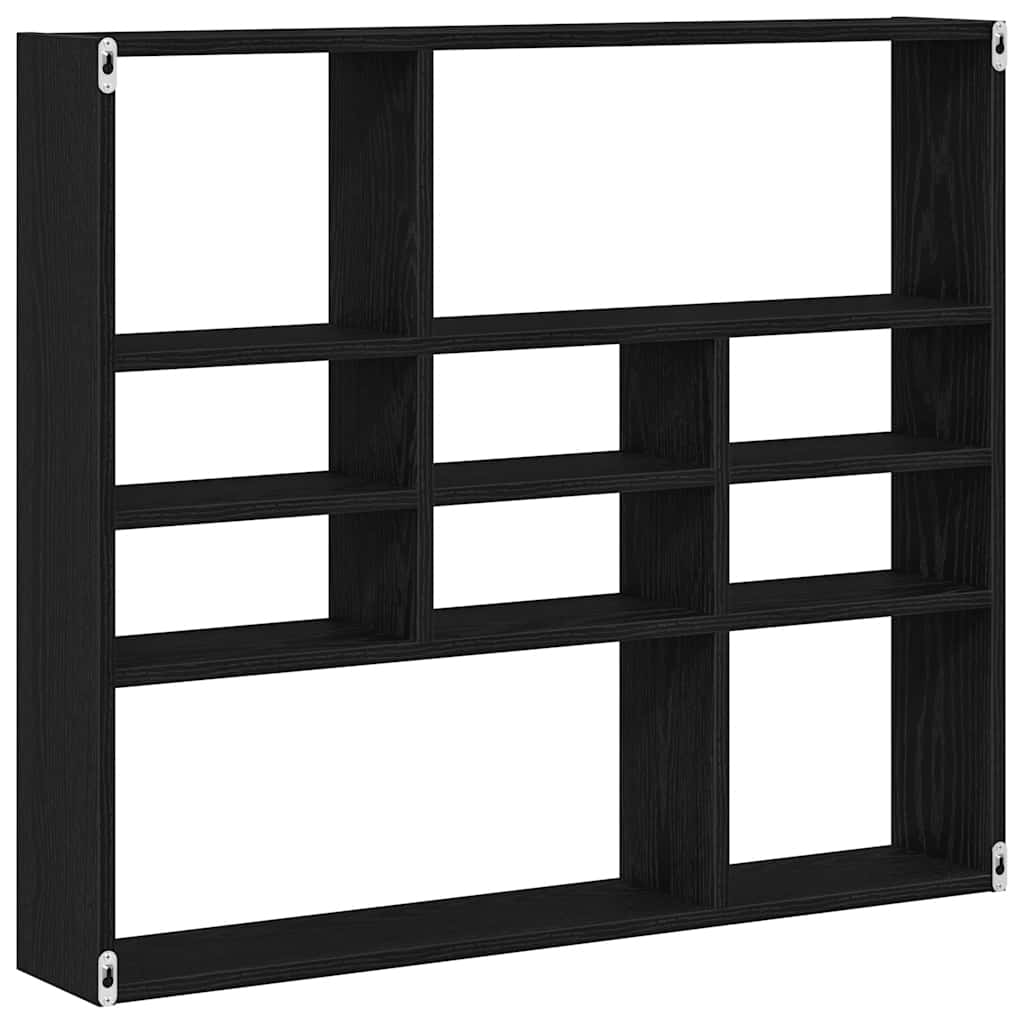 Wandschap 90x16x78 cm bewerkt hout zwart eikenkleur is nu te koop bij PeponiXL, paradijselijk wonen!
