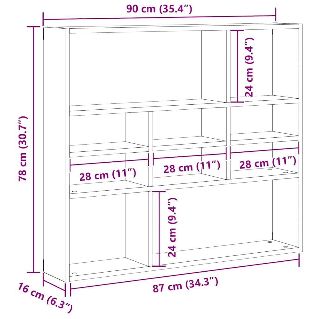Wandschap 90x16x78 cm bewerkt hout zwart eikenkleur is nu te koop bij PeponiXL, paradijselijk wonen!