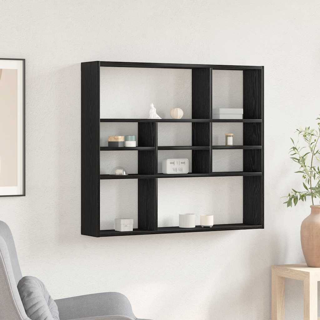 Wandschap 90x16x78 cm bewerkt hout zwart eikenkleur is nu te koop bij PeponiXL, paradijselijk wonen!