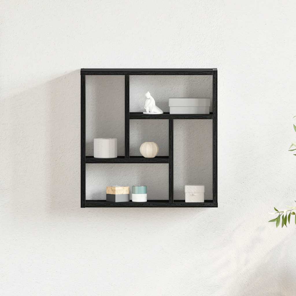 Wandplank 45x16x45 cm spaanplaat zwart eikenkleurig is nu te koop bij PeponiXL, paradijselijk wonen!