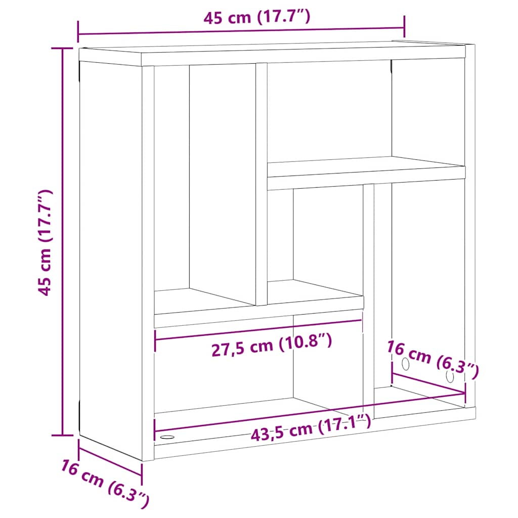 Wandplank 45x16x45 cm spaanplaat zwart eikenkleurig is nu te koop bij PeponiXL, paradijselijk wonen!