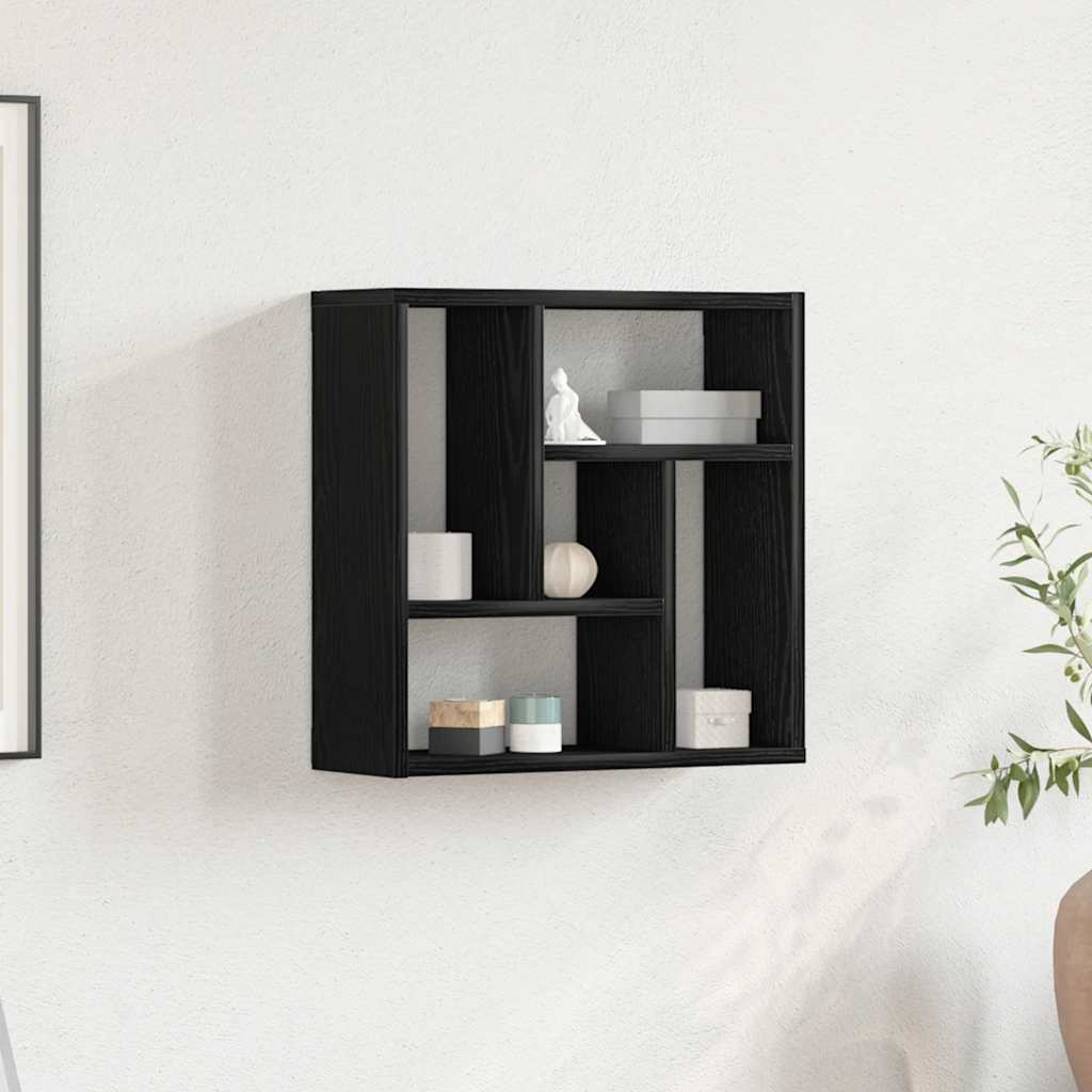 Wandplank 45x16x45 cm spaanplaat zwart eikenkleurig is nu te koop bij PeponiXL, paradijselijk wonen!