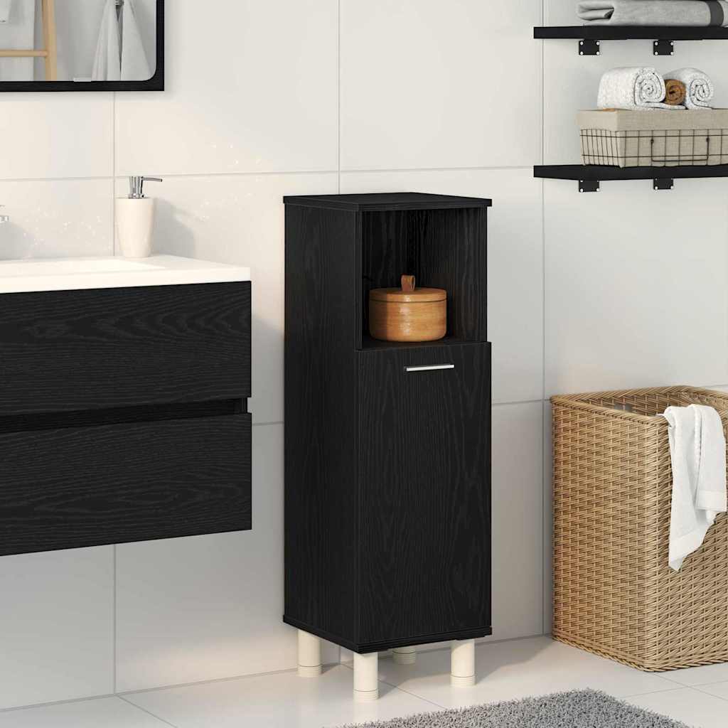 Badkamer Kast Zwart Eiken 30 x 30 x 95 cm Bewerkt hout is nu te koop bij PeponiXL, paradijselijk wonen!