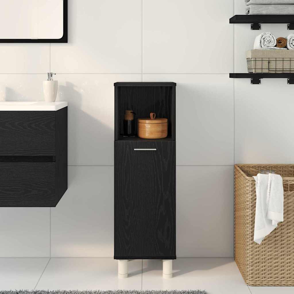 Badkamer Kast Zwart Eiken 30 x 30 x 95 cm Bewerkt hout is nu te koop bij PeponiXL, paradijselijk wonen!