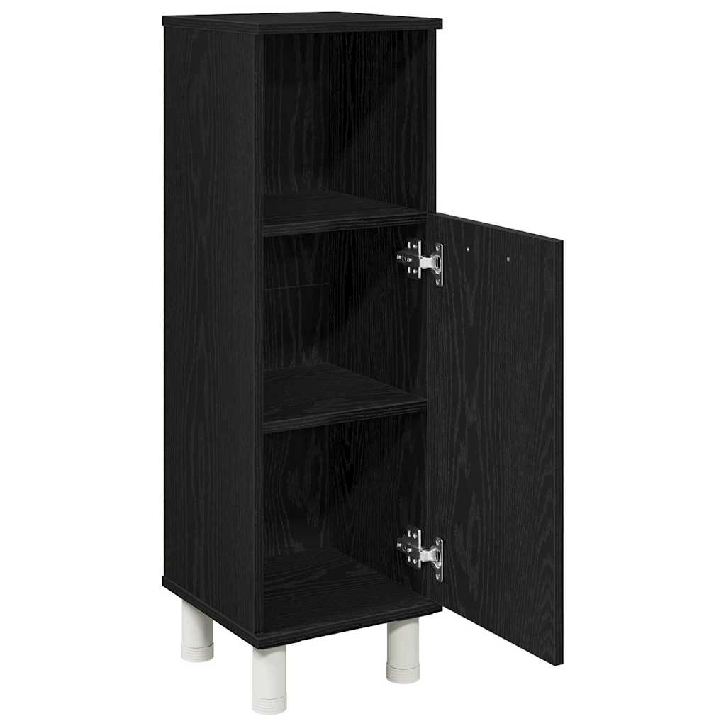 Badkamer Kast Zwart Eiken 30 x 30 x 95 cm Bewerkt hout is nu te koop bij PeponiXL, paradijselijk wonen!