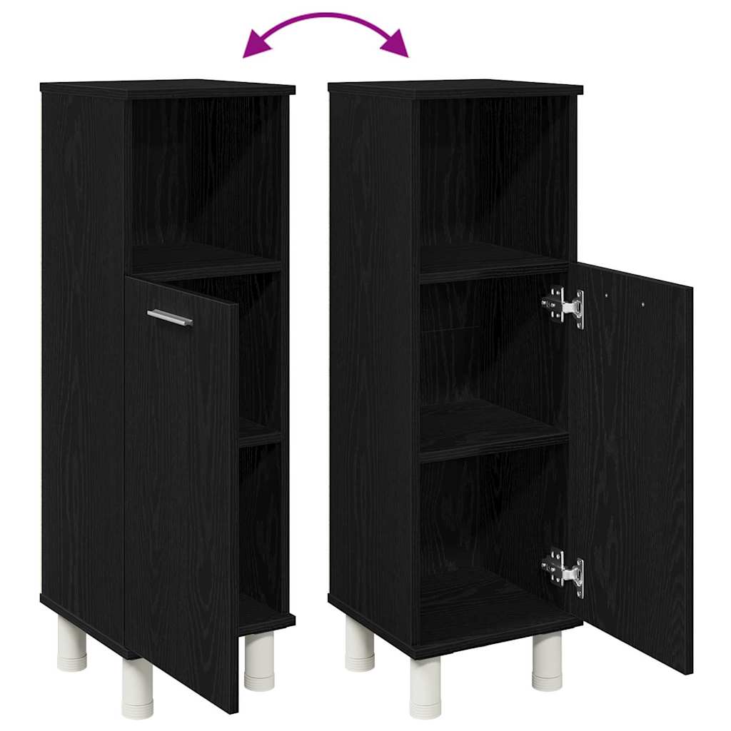 Badkamer Kast Zwart Eiken 30 x 30 x 95 cm Bewerkt hout is nu te koop bij PeponiXL, paradijselijk wonen!