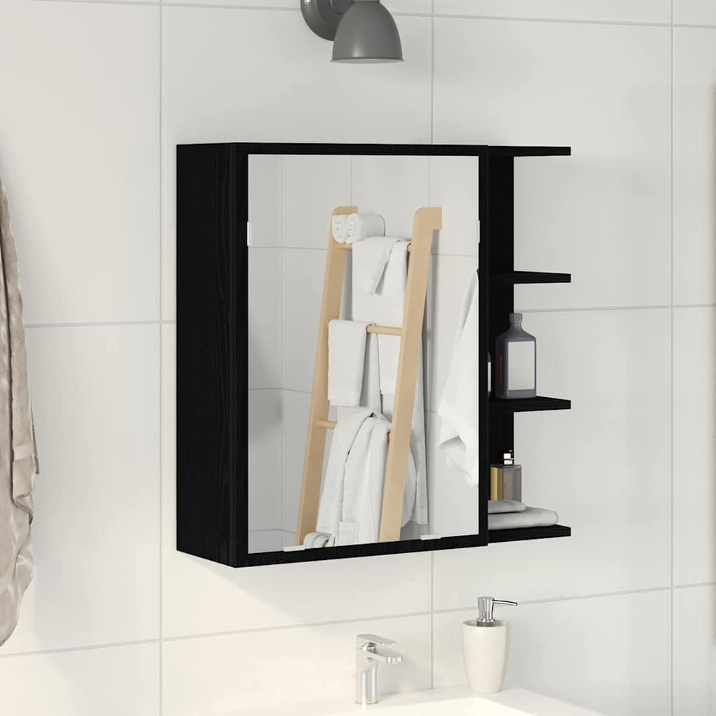Badkamer spiegelkast met plank Zwart Eiken 62,5 x 20,5 x 64 cm is nu te koop bij PeponiXL, paradijselijk wonen!