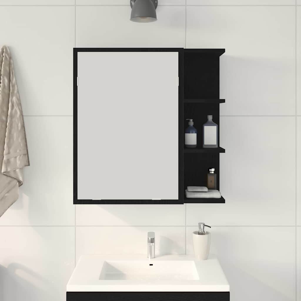 Badkamer spiegelkast met plank Zwart Eiken 62,5 x 20,5 x 64 cm is nu te koop bij PeponiXL, paradijselijk wonen!