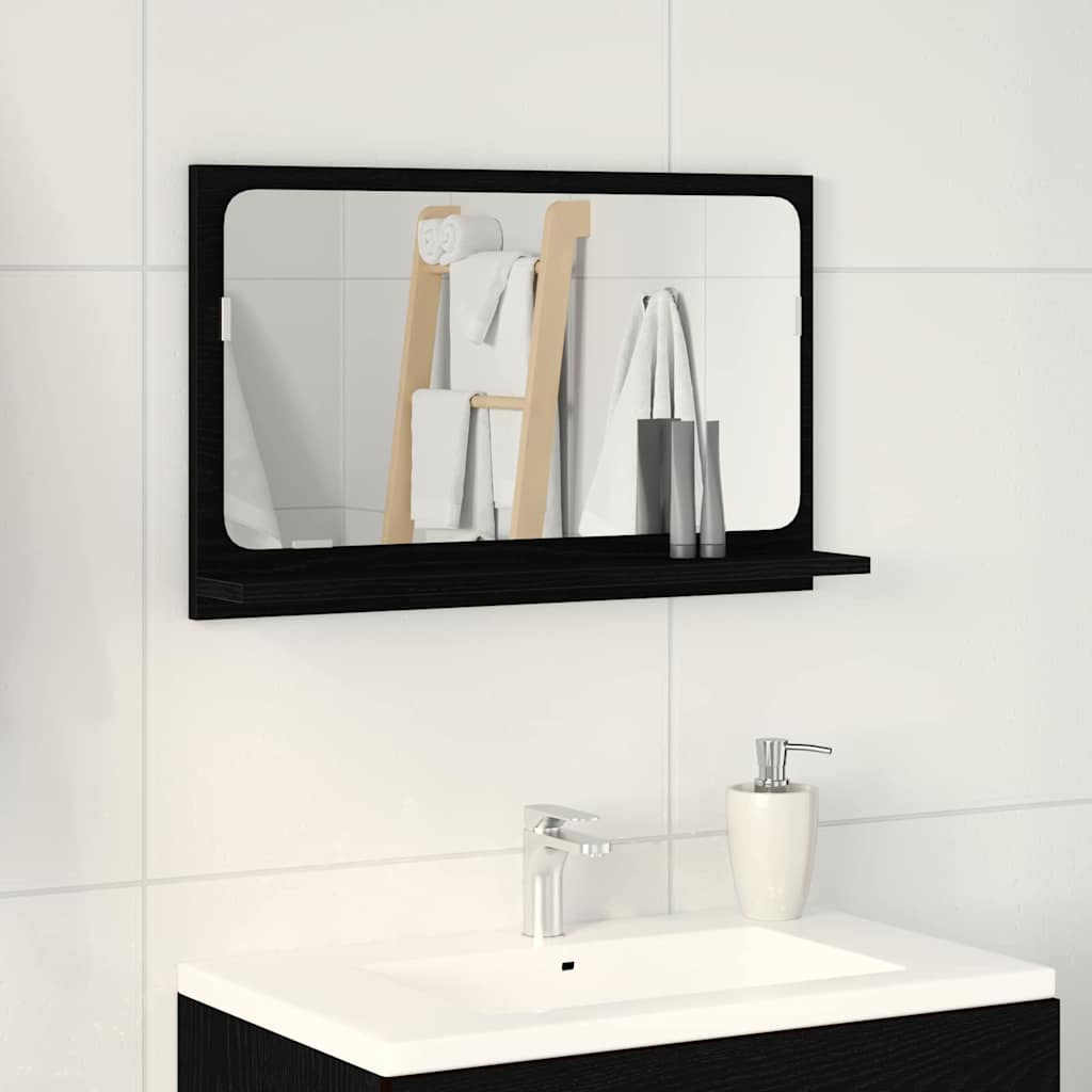 Spiegelplank Zwart Eiken 60 x 10,5 x 37 cm Bewerkt hout is nu te koop bij PeponiXL, paradijselijk wonen!