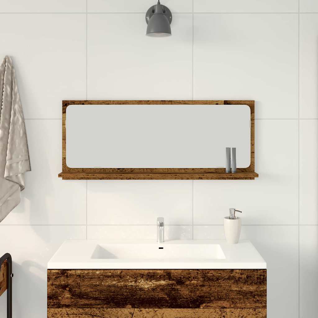 Spiegelplank met plank Oud hout 90 x 10,5 x 37 cm Bewerkt hout is nu te koop bij PeponiXL, paradijselijk wonen!