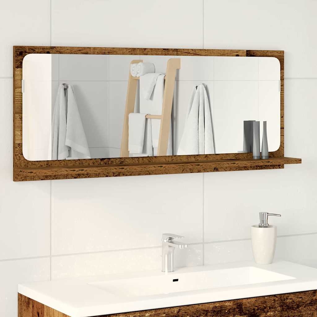 Spiegelplank met plank Oud hout 90 x 10,5 x 37 cm Bewerkt hout is nu te koop bij PeponiXL, paradijselijk wonen!