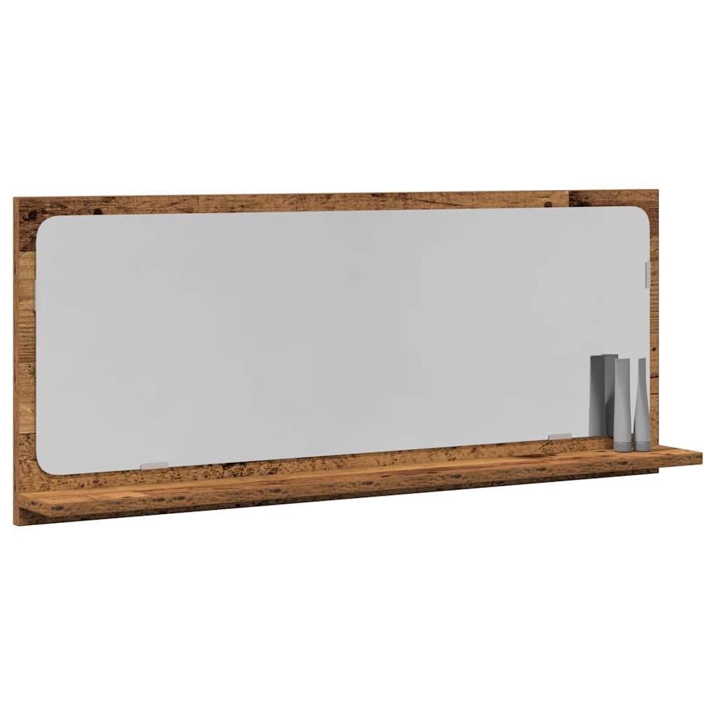 Spiegelplank met plank Oud hout 90 x 10,5 x 37 cm Bewerkt hout is nu te koop bij PeponiXL, paradijselijk wonen!
