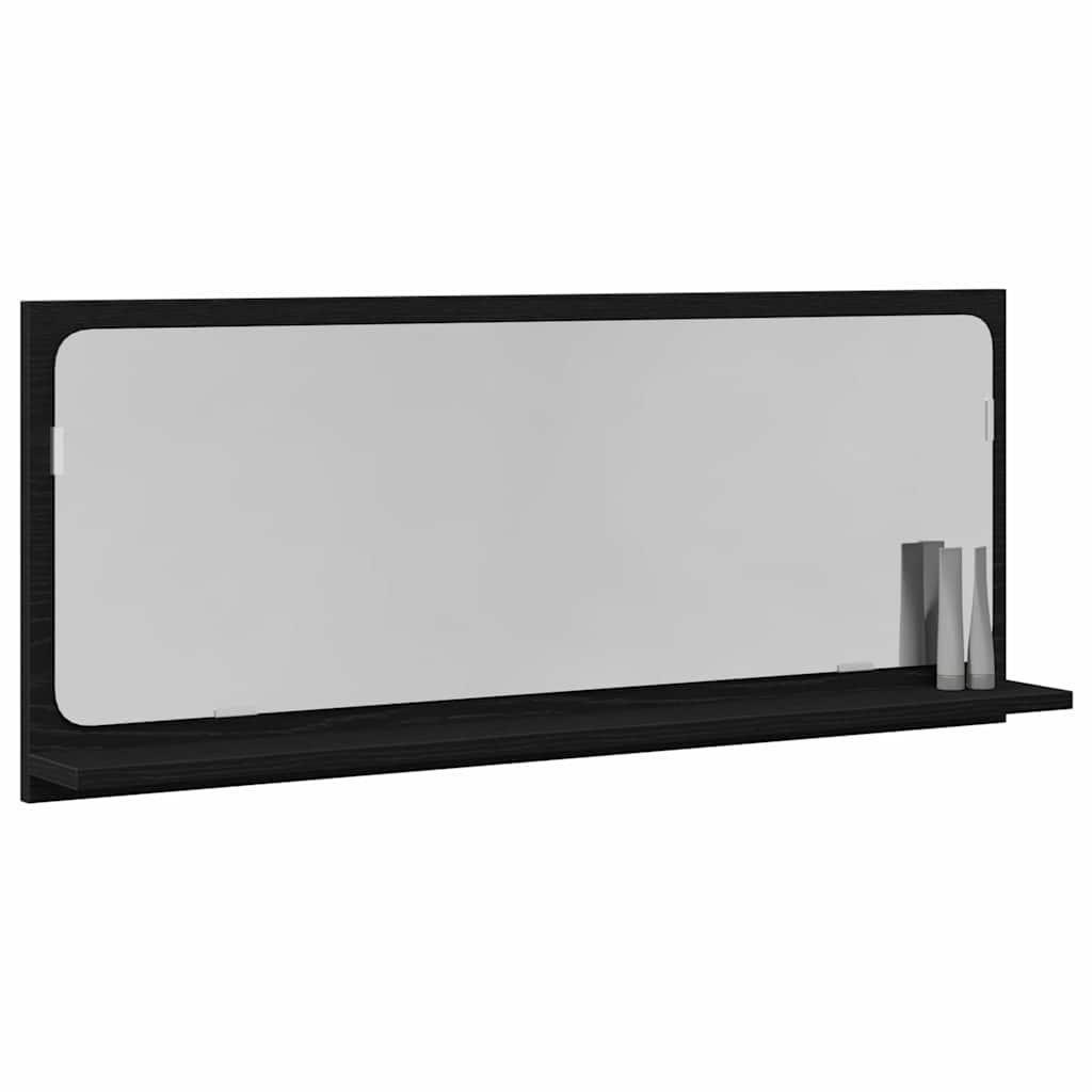 Spiegelplank Zwart Eiken 90 x 10,5 x 37 cm Bewerkt hout is nu te koop bij PeponiXL, paradijselijk wonen!