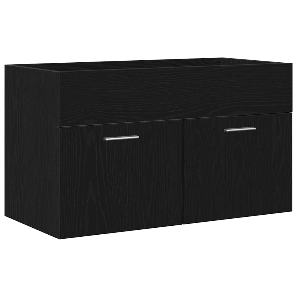 Wastafelkast met opslag met de deur Zwart Eiken Bewerkt hout is nu te koop bij PeponiXL, paradijselijk wonen!