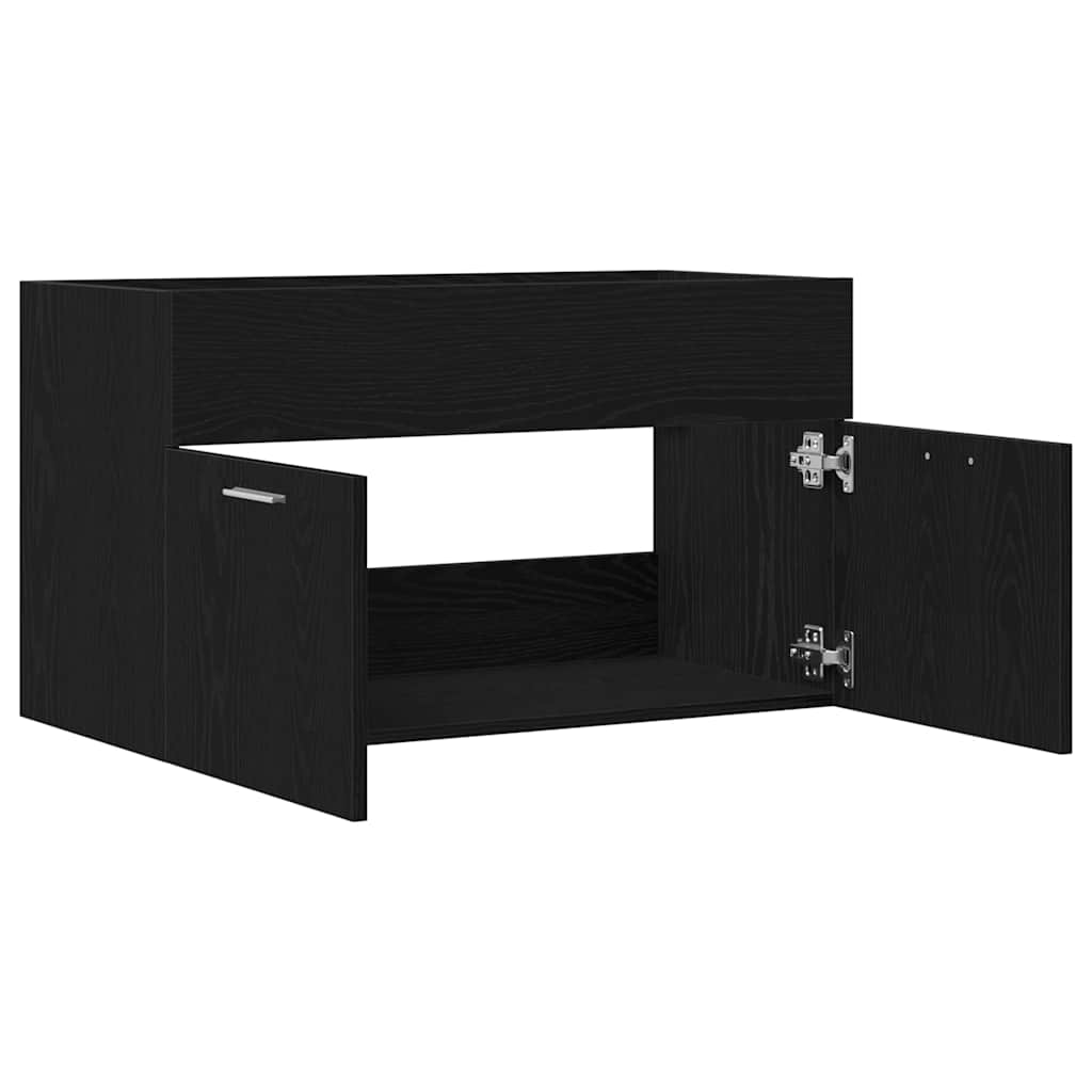 Wastafelkast met opslag met de deur Zwart Eiken Bewerkt hout is nu te koop bij PeponiXL, paradijselijk wonen!