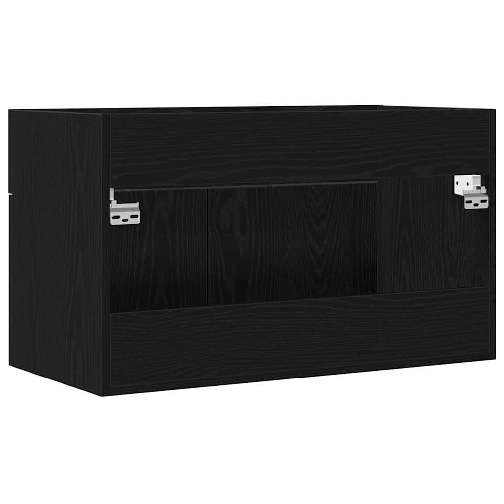 Wastafelkast met opslag met de deur Zwart Eiken Bewerkt hout is nu te koop bij PeponiXL, paradijselijk wonen!