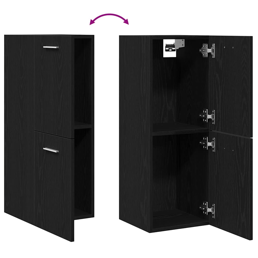Badkamer Kast Zwart Eiken 30 x 30 x 80 cm Bewerkt hout is nu te koop bij PeponiXL, paradijselijk wonen!