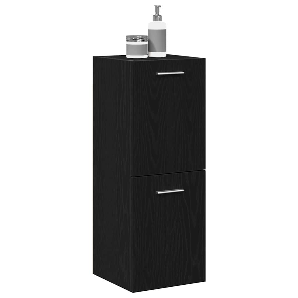 Badkamer Kast Zwart Eiken 30 x 30 x 80 cm Bewerkt hout is nu te koop bij PeponiXL, paradijselijk wonen!