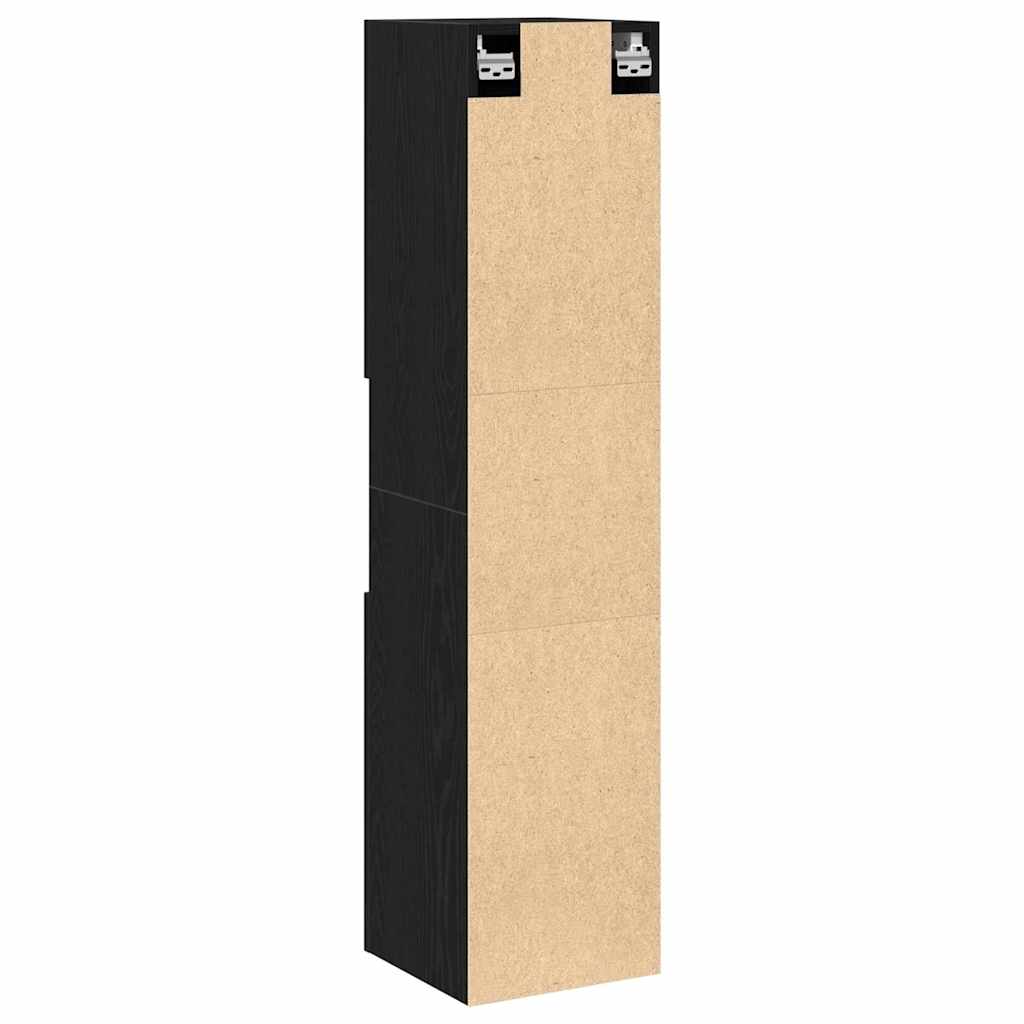 Badkamer Kast Zwart Eiken 30 x 30 x 130 cm Bewerkt hout is nu te koop bij PeponiXL, paradijselijk wonen!