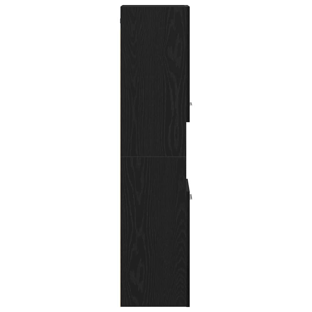 Badkamer Kast Zwart Eiken 30 x 30 x 130 cm Bewerkt hout is nu te koop bij PeponiXL, paradijselijk wonen!