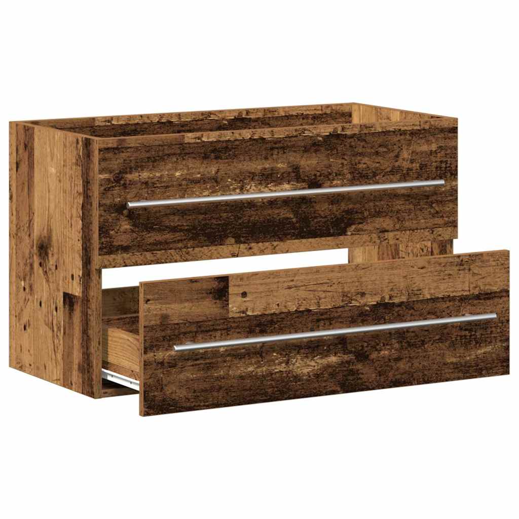 Badkamer wastafelkast oud hout 80x38,5x48 cm bewerkt hout is nu te koop bij PeponiXL, paradijselijk wonen!