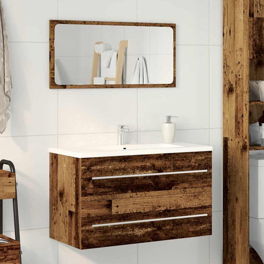 Badkamer wastafelkast oud hout 80x38,5x48 cm bewerkt hout is nu te koop bij PeponiXL, paradijselijk wonen!