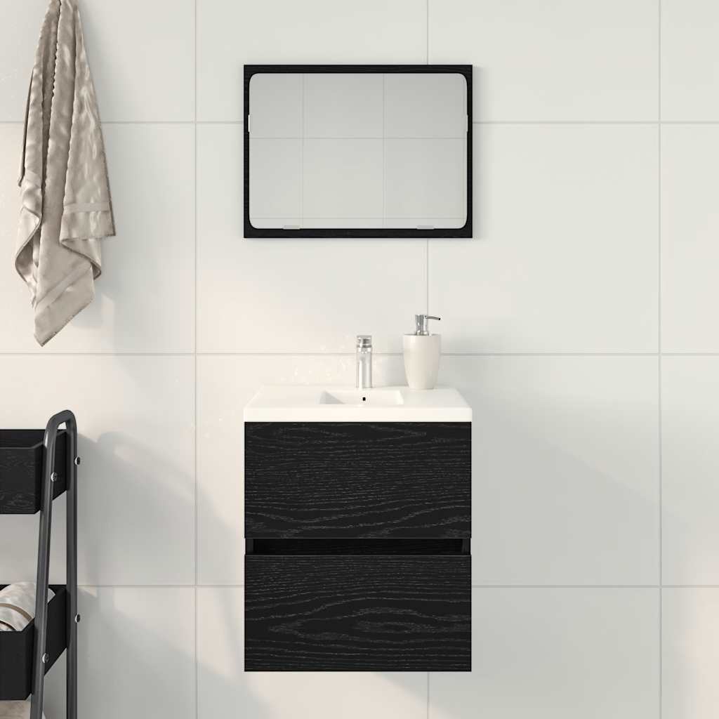 Badkamerwastafelkast Zwart Eiken 41x38,5x45 cm Bewerkt Hout is nu te koop bij PeponiXL, paradijselijk wonen!