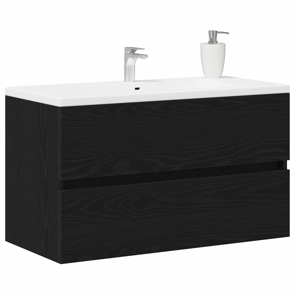Badkamertenk te kast Zwart Eiken 80 x 38,5 x 45 cm Bewerkt hout is nu te koop bij PeponiXL, paradijselijk wonen!