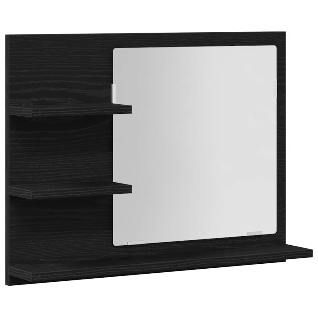 Badkamerspiegel 60x10,5x45 cm spaanplaat zwart eikenkleurig is nu te koop bij PeponiXL, paradijselijk wonen!