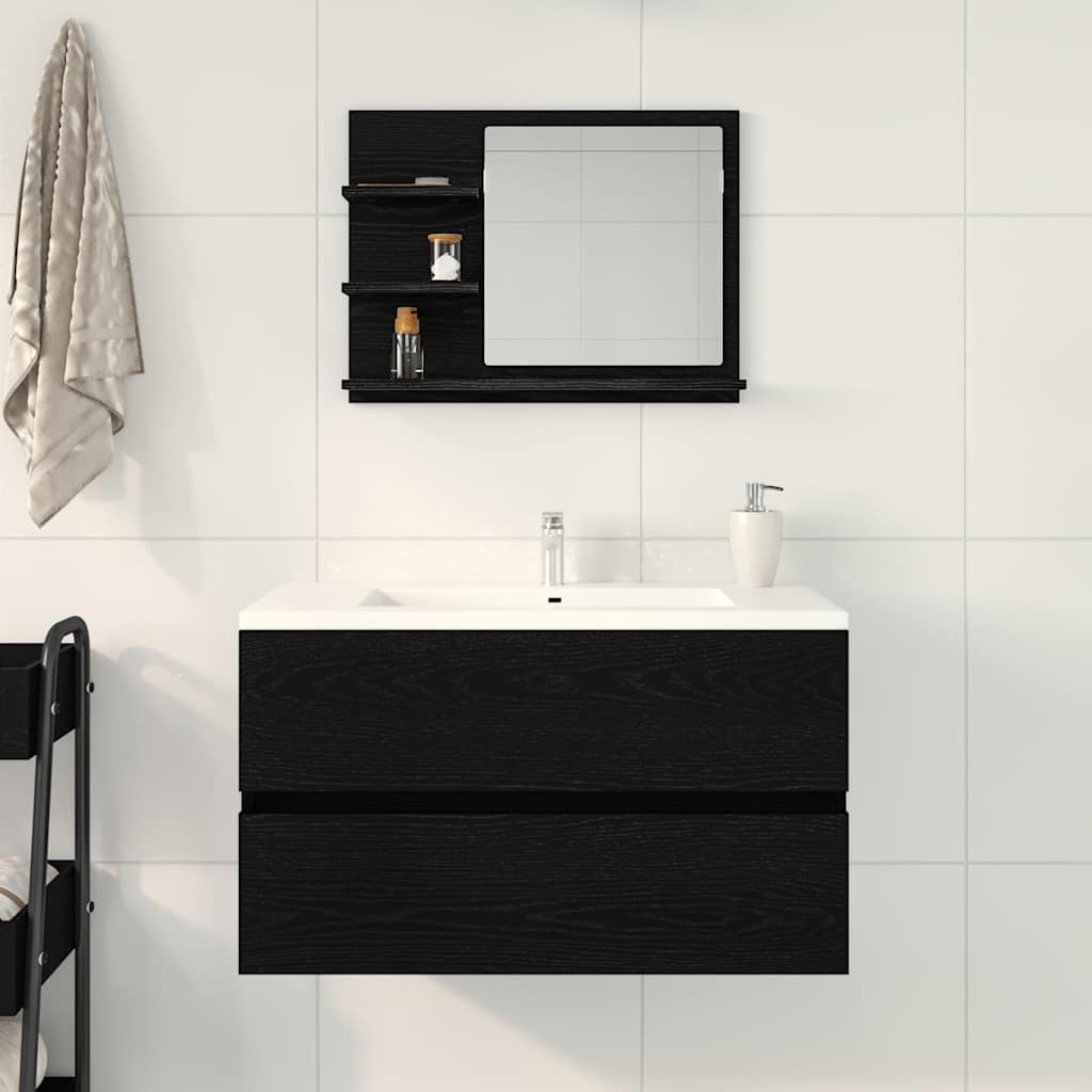 Badkamerspiegel 60x10,5x45 cm spaanplaat zwart eikenkleurig is nu te koop bij PeponiXL, paradijselijk wonen!