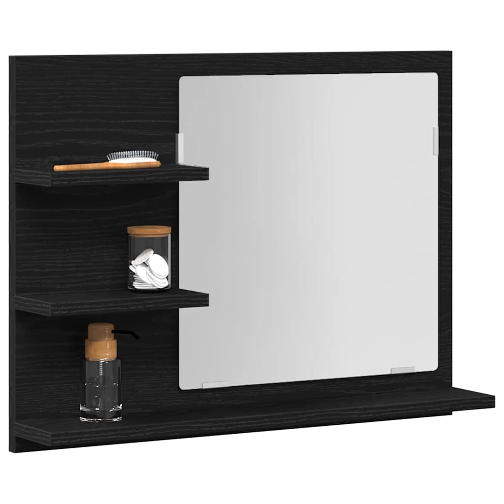 Badkamerspiegel 60x10,5x45 cm spaanplaat zwart eikenkleurig is nu te koop bij PeponiXL, paradijselijk wonen!