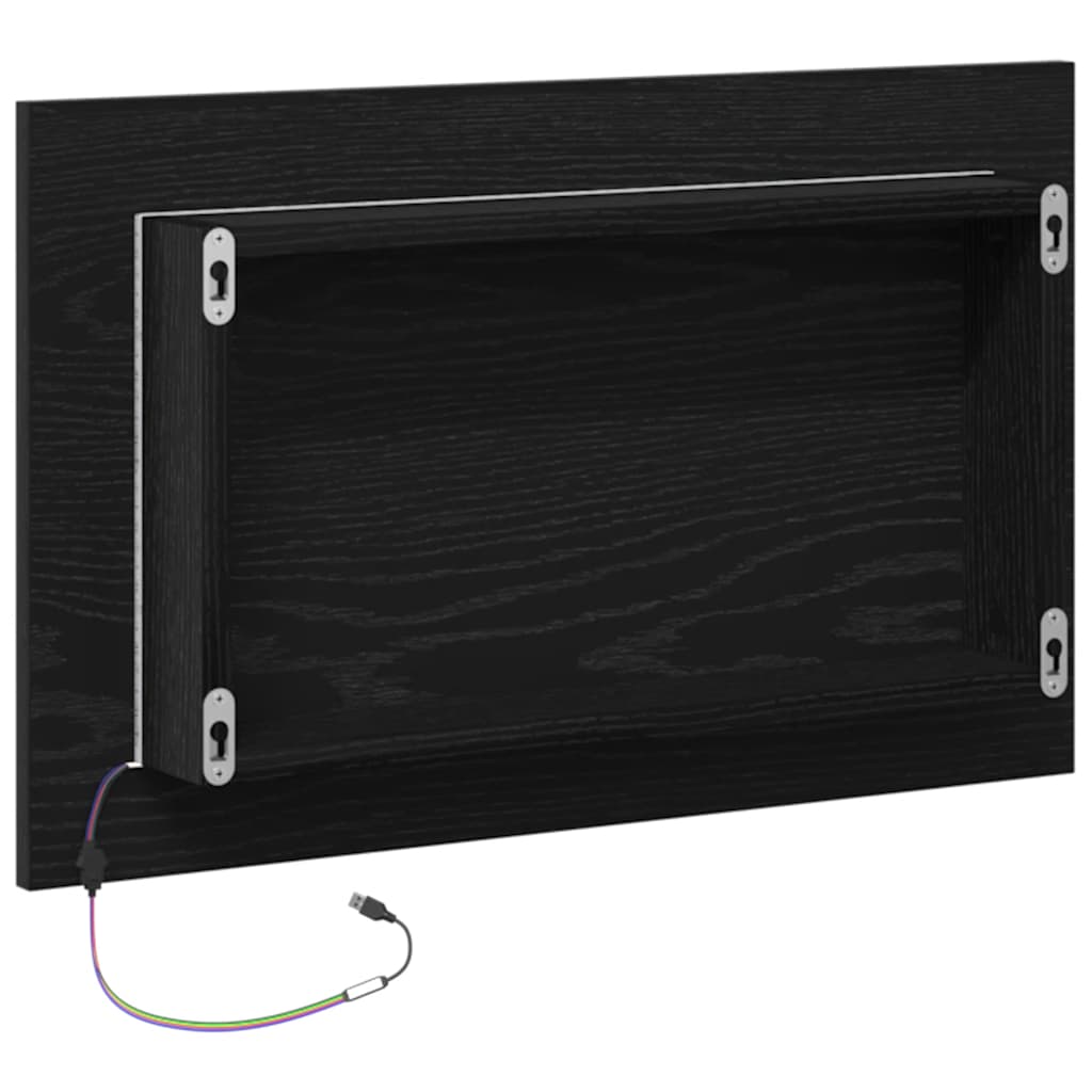 Badkamerspiegel met LED-verlichting 60x8,5x37 cm zwart eiken is nu te koop bij PeponiXL, paradijselijk wonen!