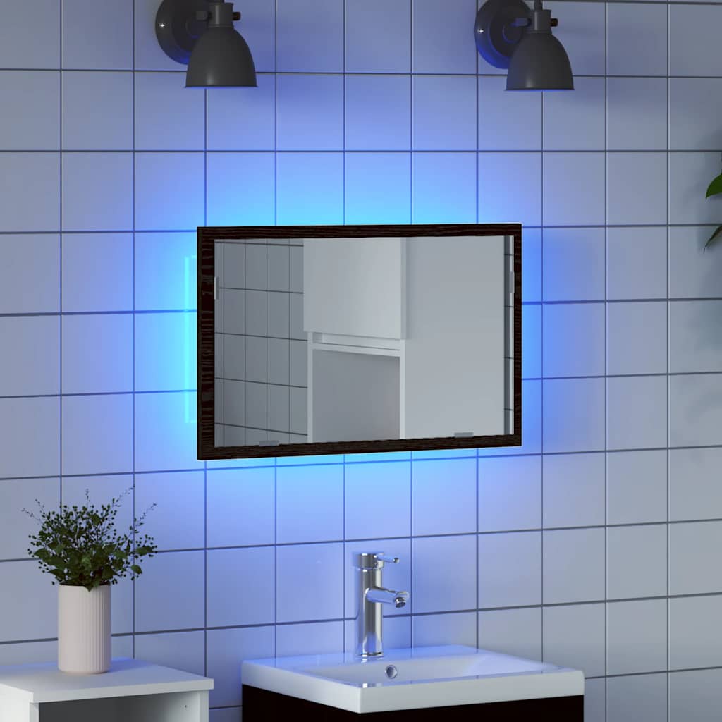 Badkamerspiegel met LED-verlichting 60x8,5x37 cm zwart eiken is nu te koop bij PeponiXL, paradijselijk wonen!