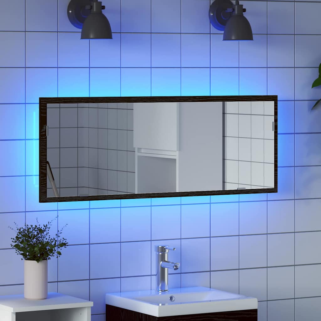 LED Badkamer Spiegel Zwart Eiken 100 x 8,5 x 37 cm Glas is nu te koop bij PeponiXL, paradijselijk wonen!