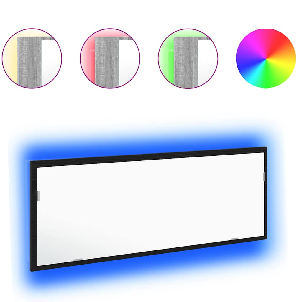 LED Badkamer Spiegel Zwart Eiken 100 x 8,5 x 37 cm Glas is nu te koop bij PeponiXL, paradijselijk wonen!