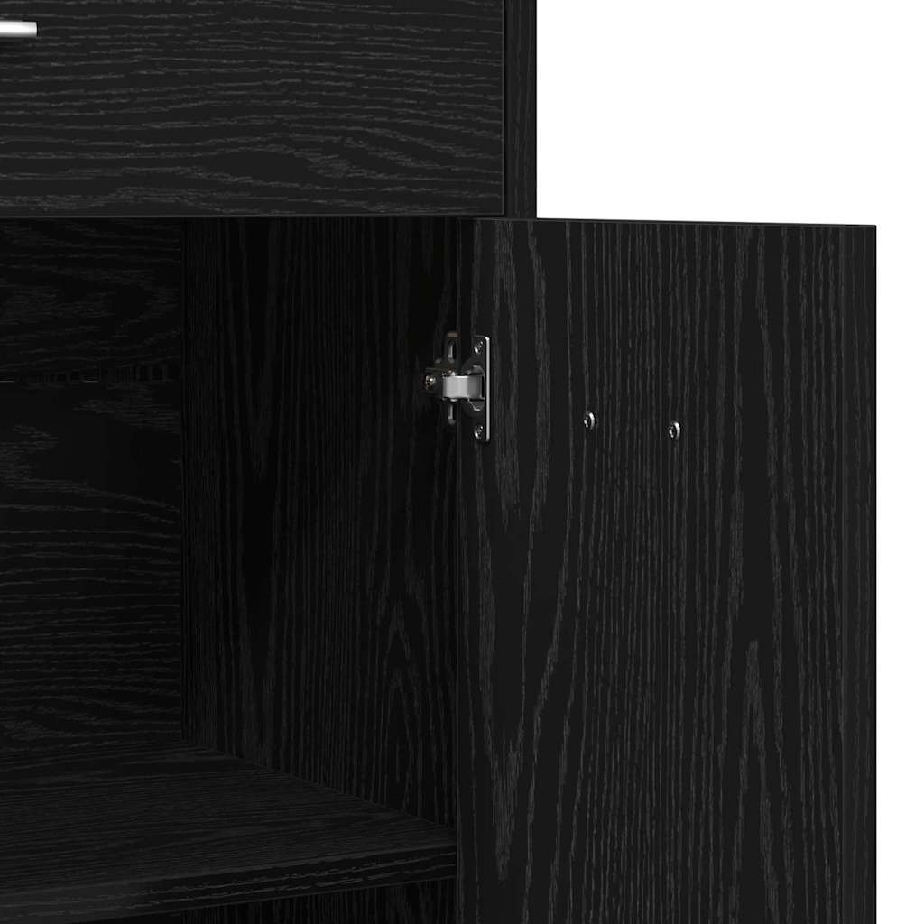 Badkamer Kast met lade Zwart Eiken 60 x 33 x 80 cm Bewerkt hout is nu te koop bij PeponiXL, paradijselijk wonen!