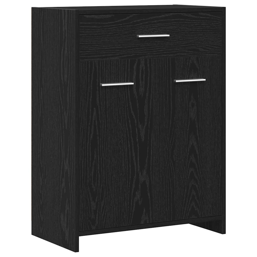 Badkamer Kast met lade Zwart Eiken 60 x 33 x 80 cm Bewerkt hout is nu te koop bij PeponiXL, paradijselijk wonen!