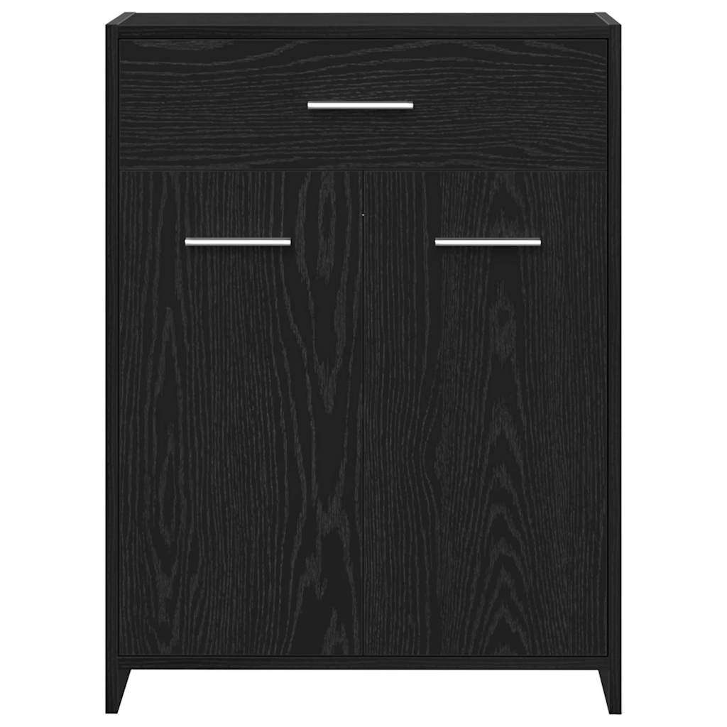 Badkamer Kast met lade Zwart Eiken 60 x 33 x 80 cm Bewerkt hout is nu te koop bij PeponiXL, paradijselijk wonen!