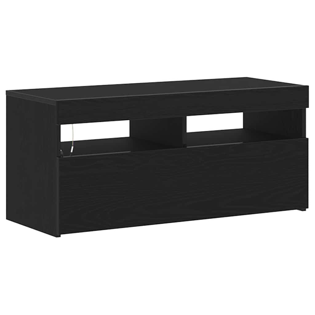 TV-kast met LED Zwart Eiken 90 x 35 x 40 cm Bewerkt hout is nu te koop bij PeponiXL, paradijselijk wonen!
