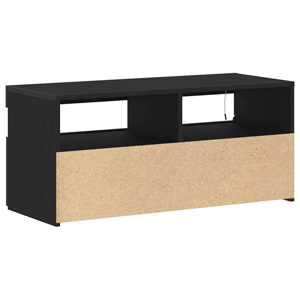 TV-kast met LED Zwart Eiken 90 x 35 x 40 cm Bewerkt hout is nu te koop bij PeponiXL, paradijselijk wonen!
