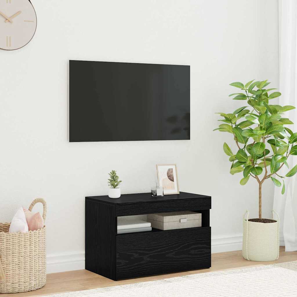 TV-kast met LED Zwart Eiken 60 x 35 x 40 cm Bewerkt hout is nu te koop bij PeponiXL, paradijselijk wonen!