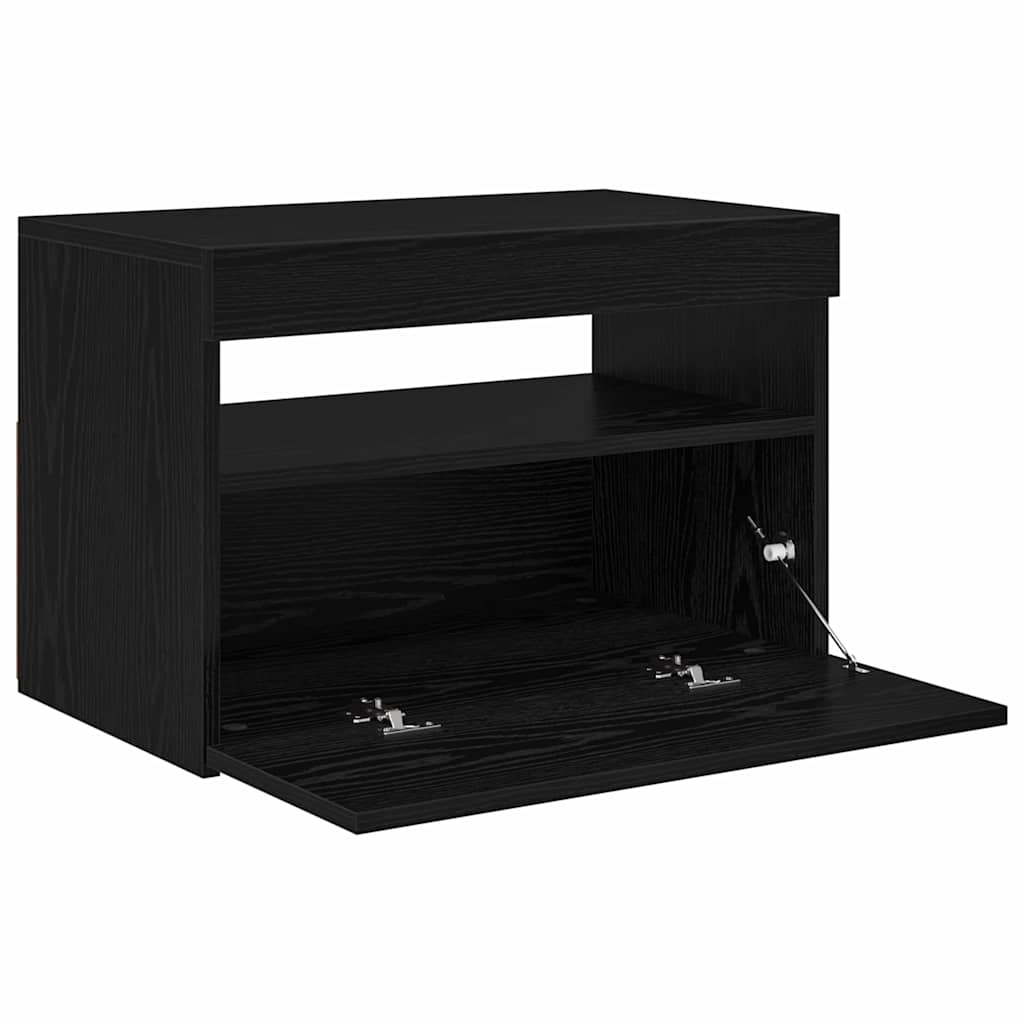 TV-kast met LED Zwart Eiken 60 x 35 x 40 cm Bewerkt hout is nu te koop bij PeponiXL, paradijselijk wonen!
