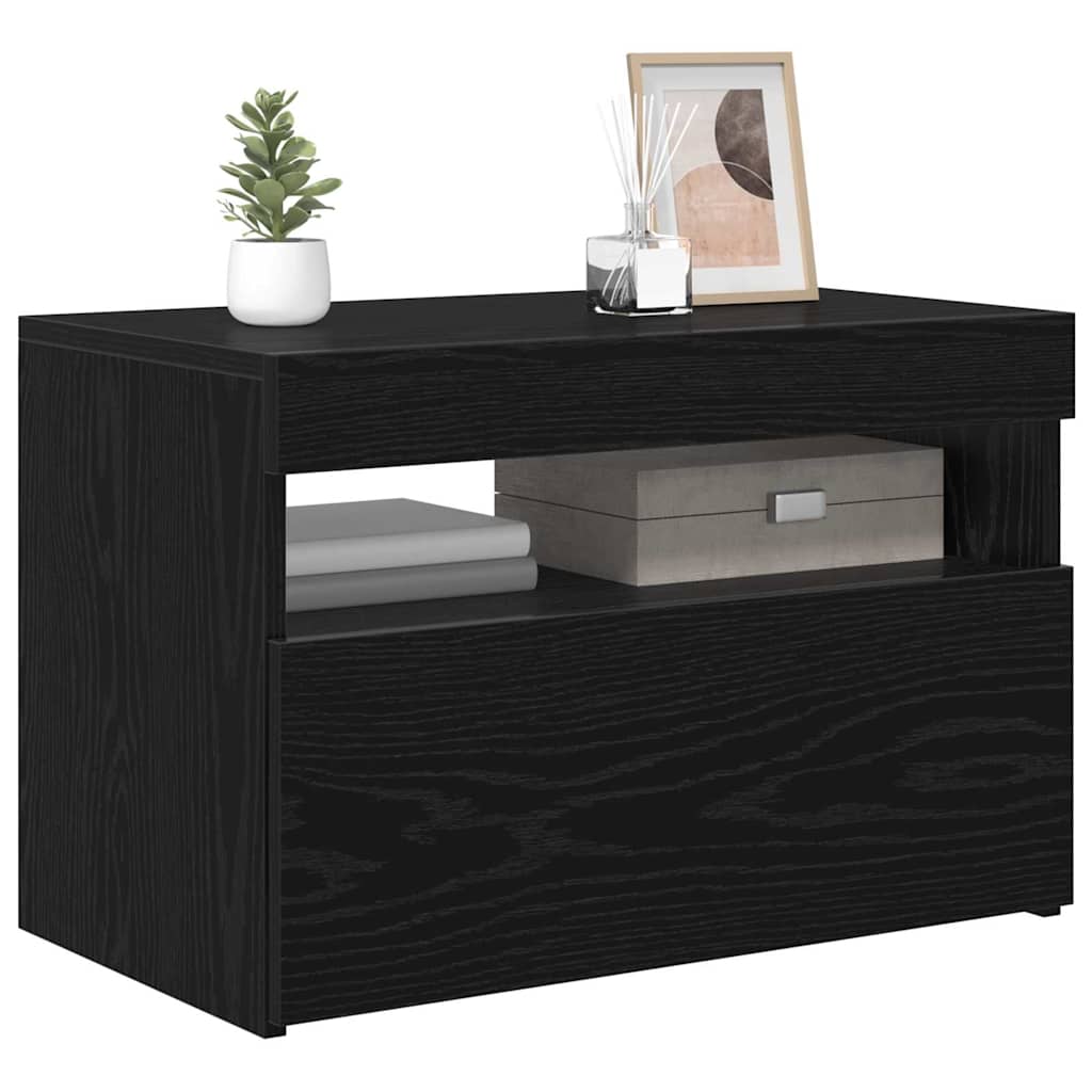 TV-kast met LED Zwart Eiken 60 x 35 x 40 cm Bewerkt hout is nu te koop bij PeponiXL, paradijselijk wonen!