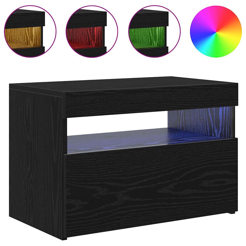 TV-kast met LED Zwart Eiken 60 x 35 x 40 cm Bewerkt hout is nu te koop bij PeponiXL, paradijselijk wonen!