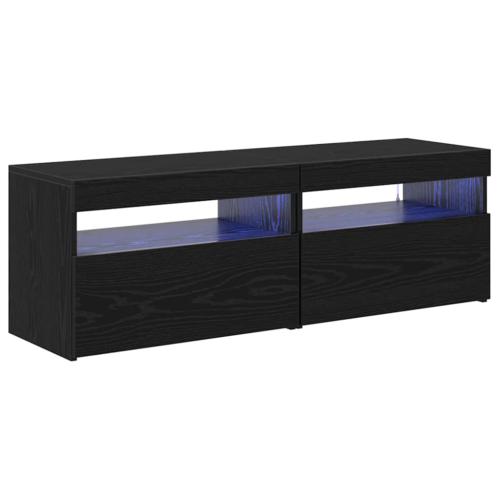 TV-kast met LED 2 pcs Zwart Eiken 60 x 35 x 40 cm Bewerkt hout is nu te koop bij PeponiXL, paradijselijk wonen!