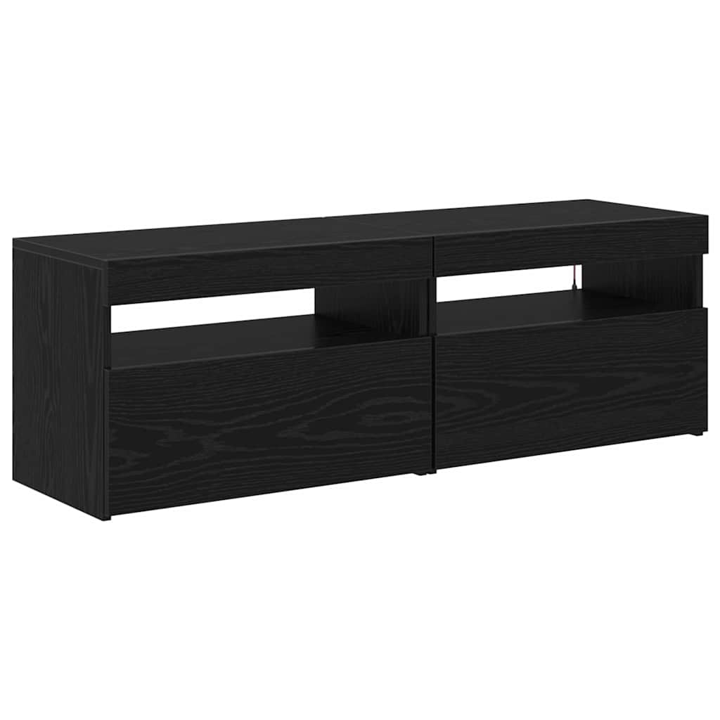 TV-kast met LED 2 pcs Zwart Eiken 60 x 35 x 40 cm Bewerkt hout is nu te koop bij PeponiXL, paradijselijk wonen!